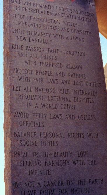 Guide Stone 10 Commandments