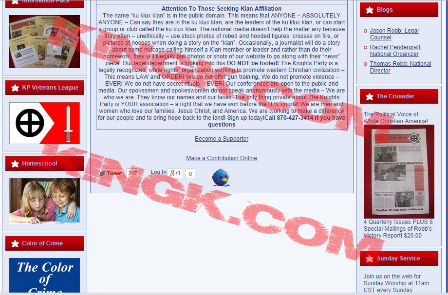 kkk website screenshot